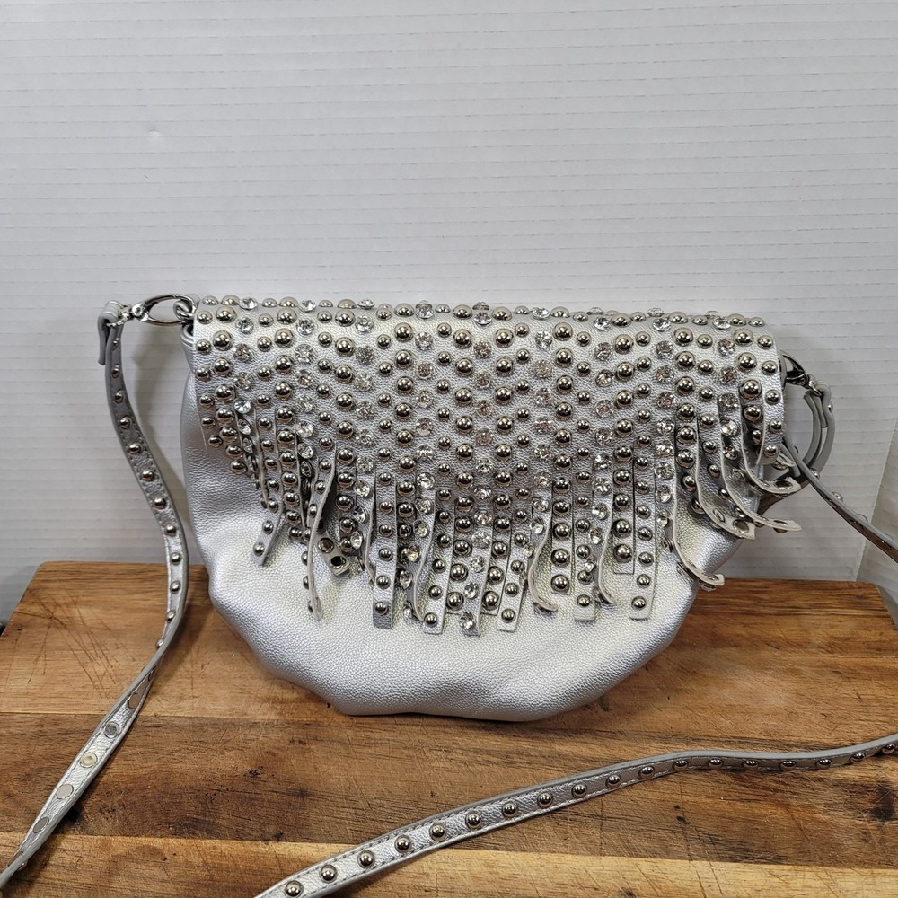 Imoshion Bling Silver Rhinestone & Studded Shoulder purse/handbag NWOT